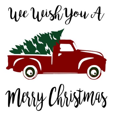 Red truck and Christmas Tree SVG File Quote Cut File