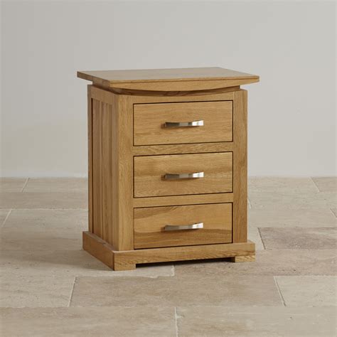 Tokyo 3 Drawer Bedside Table in Solid Oak | Oak Furniture Land