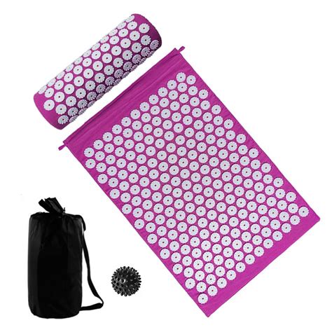 Acupressure Mat and Pillow Set with Spiky Massage Ball and Carry Bag ...