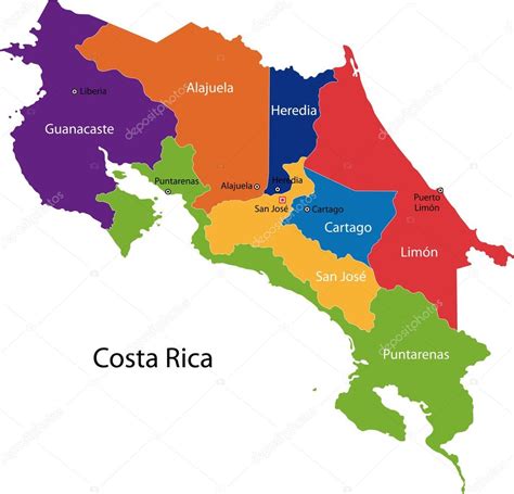 Costa Rica map Stock Illustration by ©Volina #32469299