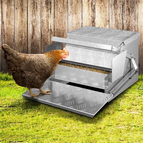 10KG Automatic Chicken Feeder Poultry Trough Spill-Proof Galvanised ...