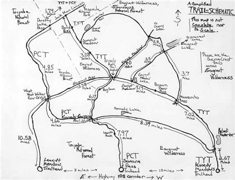 Map: High Emigrant Meadow Basin hiking topo TYT & PCT