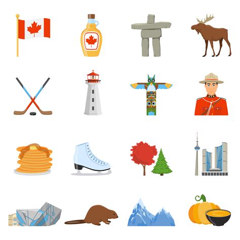 Canada National Symbols Flat Icons Collection 484014 Vector Art at Vecteezy