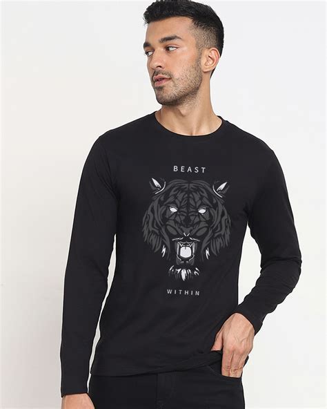 Buy Men's Black Beast Within Graphic Printed T-shirt for Men Black ...