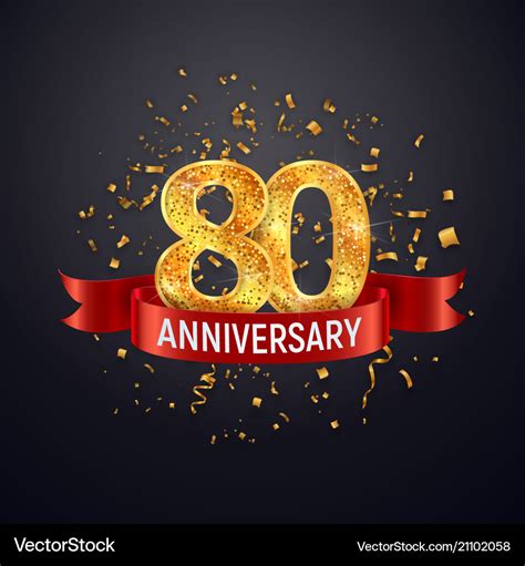 80 years anniversary logo template on dark Vector Image