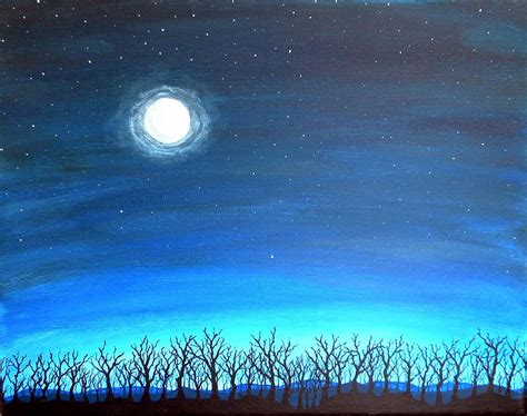 Moonlight on a Forest Painting by Sabrina Zbasnik - Fine Art America