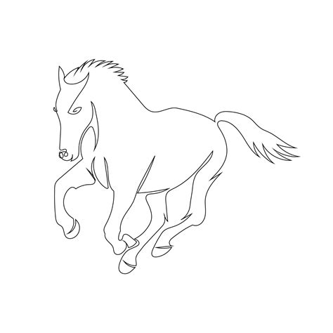 Horse run line art drawing style, The horse sketch black linear ...