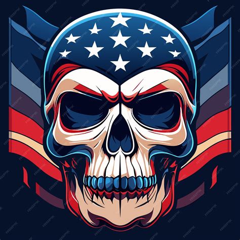 Premium Vector | American flag skull concept art