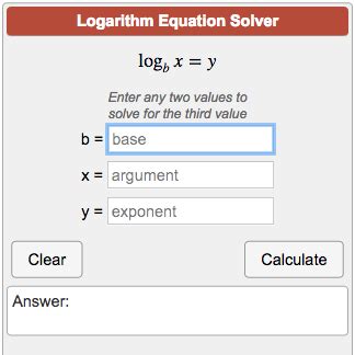 Logarithm Equation Calculator