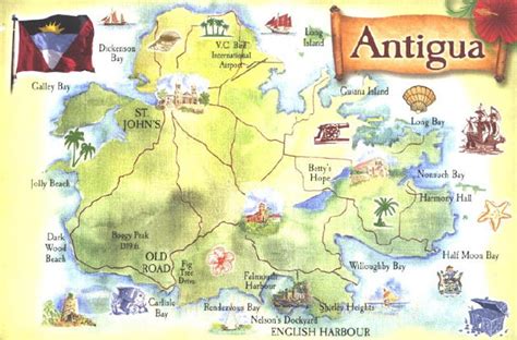 My Favorite Postcards: Map of Antigua Island