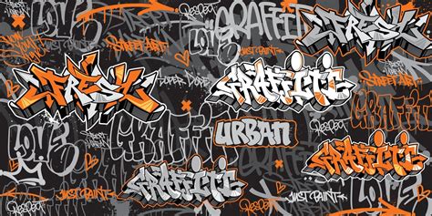 Vector illustration of graffiti background. Seamless Graffiti Art ...