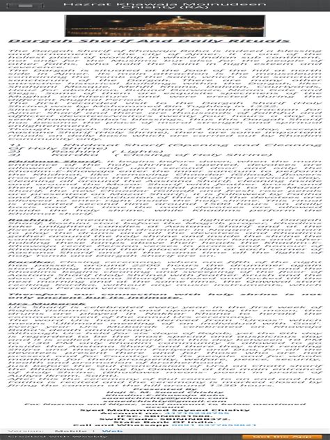 Dargah and Its Rituals - Hazrat Khawaja Moinudeen Chishty (RA) | PDF