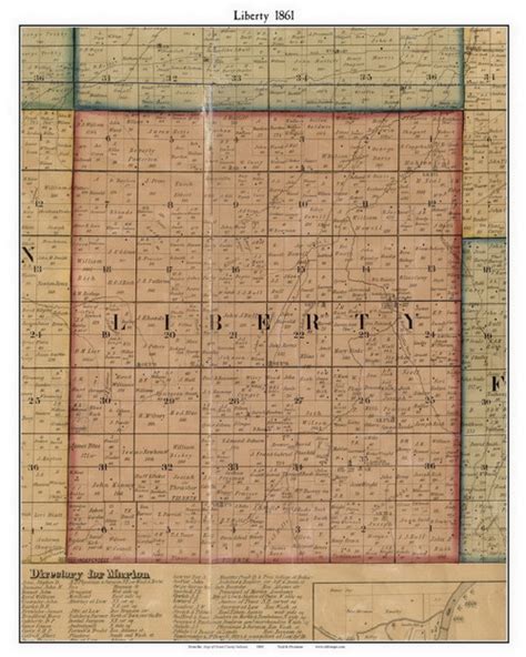 Liberty, Indiana 1861 Old Town Map Custom Print - Grant Co. - OLD MAPS