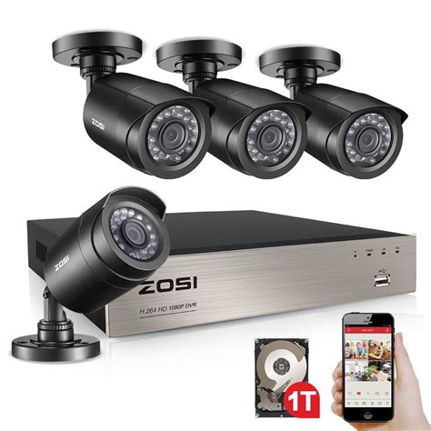 ZOSI 8-Channel 1080p DVR 1TB Hard Drive Security Camera System with 4 ...