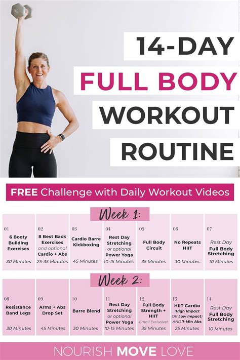 Free 14-Day Workout Plan (PDF) | Nourish Move Love | Workout plan for ...