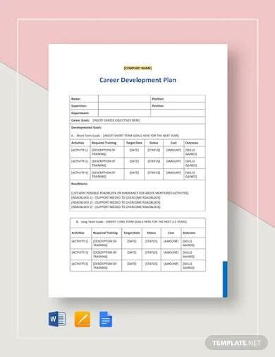 FREE 13+ Sample Career Plan Templates in PDF | MS Word | Pages | Google ...