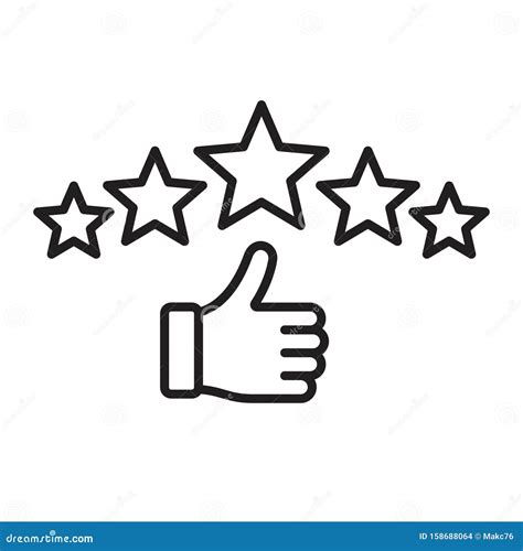 Five Star Rating Linear Icon Stock Vector - Illustration of evaluation ...