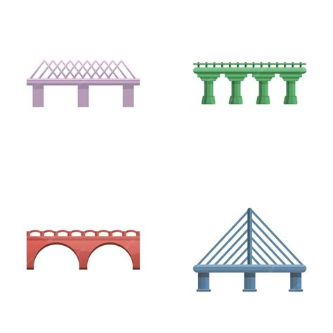 Premium Vector | Bridge icons set cartoon vector various type of bridge ...