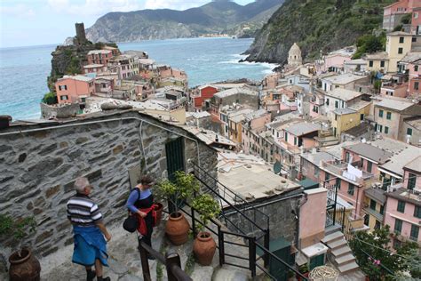 Hiking down steps to Vernazza on trail from Corniglia. Cinque Terre ...