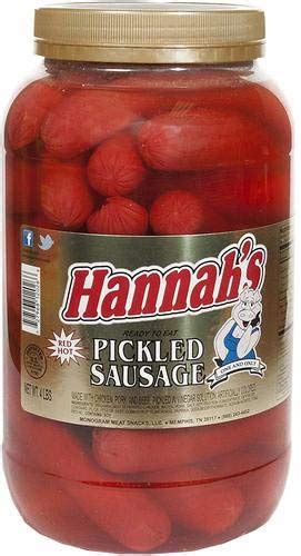 Amazon.com: Hannah's Hot Pickled Sausage 39 ct. Gallon Jar : Grocery ...