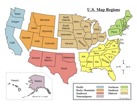 Blank 5 Regions Of The United States Printable Map