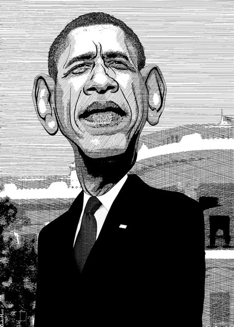 Barack Obama - Caricature Line Drawing - a photo on Flickriver