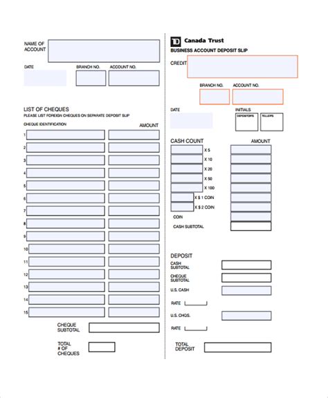 FREE 23+ Sample Deposit Slip Templates in PDF | MS Word | Excel