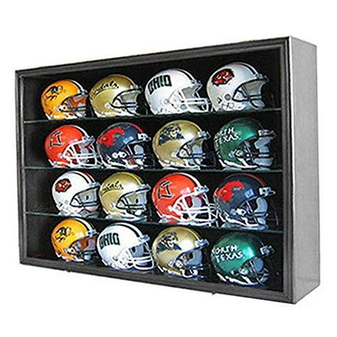 16 Mini Football Helmet Display Case Cabinet Wall Rack w/UV Protection ...