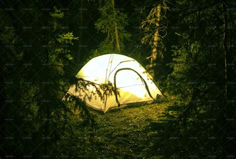 Camping At Night In The Woods - Stock Photos | Motion Array