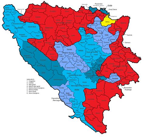 Map of Bosnia and Herzegovina (Map Administrative Divisions ...