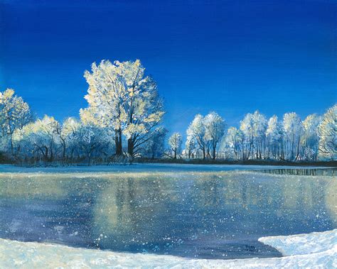 Frozen Pond Painting by Sean Koziel - Pixels