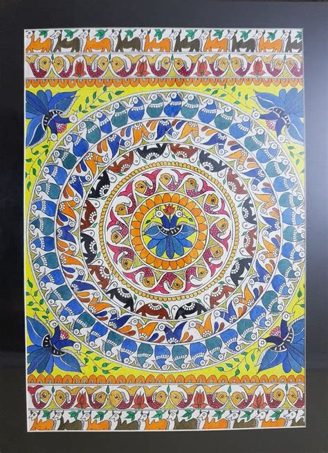 Circle of life painting - Madhubani Gonda Painitng (35cm X 45cm X 1.5cm ...