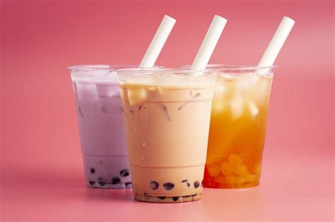 Three Different Types of Boba Tea on a Bright Pink Background in 2023 ...