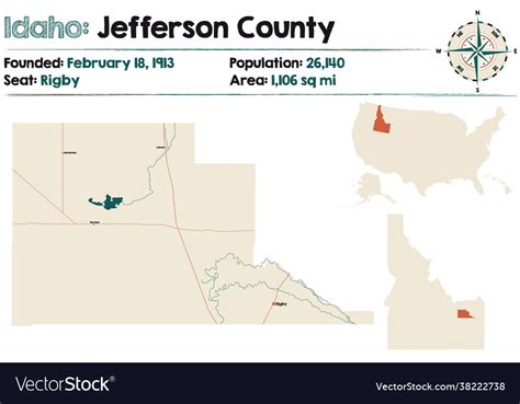 Map jefferson county in idaho Royalty Free Vector Image