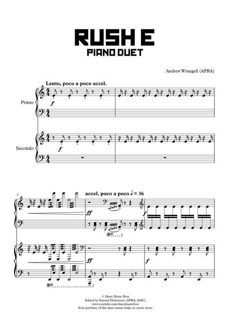 Rush E Piano Duet Version (Piano Sheet Music PDF) | Piano sheet music ...