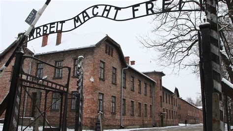 Travel blogger's photo of rubber duck in front of gates of Auschwitz ...