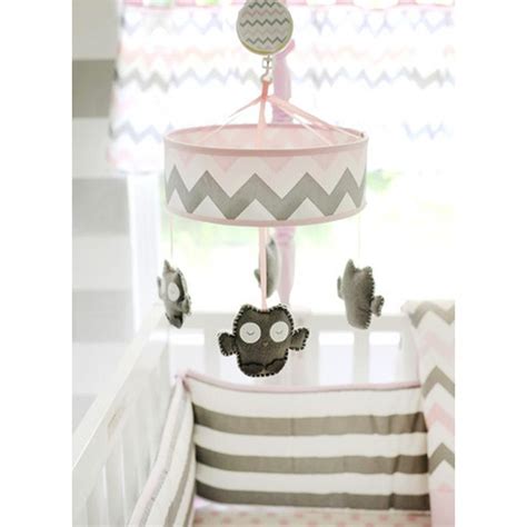 Chevron in Pink/Gray Mobile | Pink crib mobile, Chevron baby bedding ...