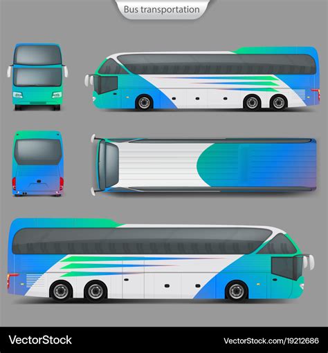 Realistic coach bus mockup back top view Vector Image