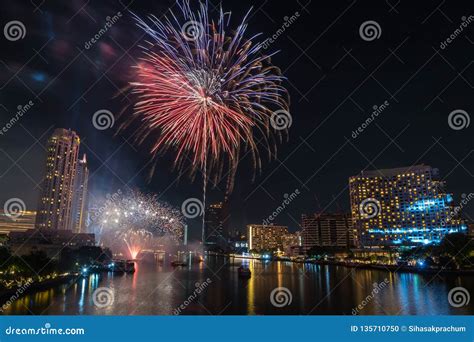 Bangkok New Year Countdown Fireworks Stock Photo - Image of background ...