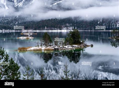 Mountain lake during winter in Eibsee, Bavaria Stock Photo - Alamy