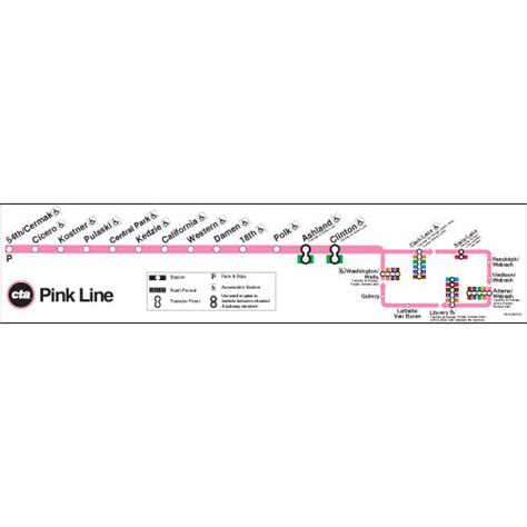 Chicago Transit Authority Pink Line Map Poster – CTAGifts.com