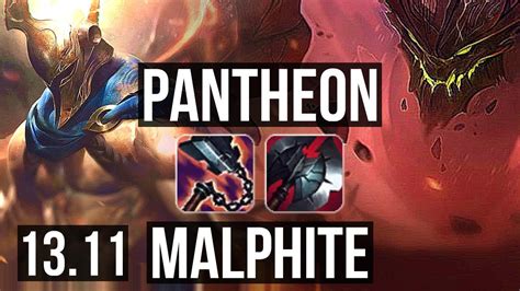 PANTHEON vs MALPHITE (TOP) | 1.1M mastery, 300+ games, 5/3/10 | KR ...