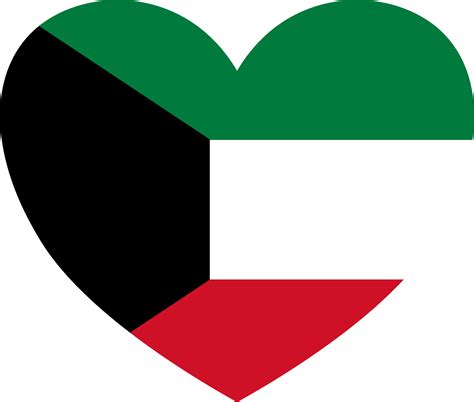 Kuwait flag in heart shape isolated on png or transparent background ...