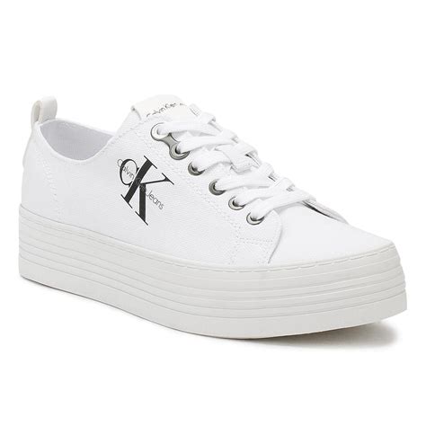 Calvin Klein Womens White Zolah Canvas Platform Trainers - Lyst