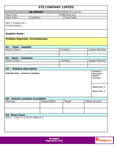 8d Report Template Best Sample Template - Riset