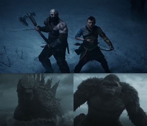 Kratos and Atreus vs Godzilla and Kong by MnstrFrc on DeviantArt