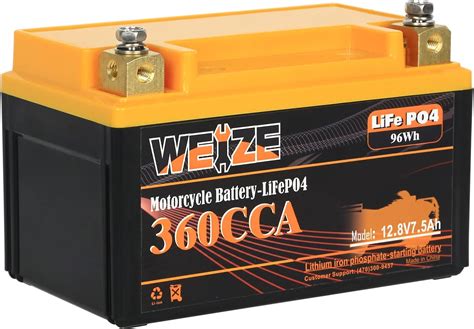 Weize YTX14-BS Lithium Battery, 360CCA, Built-in Smart BMS, 12 Volt 7 ...