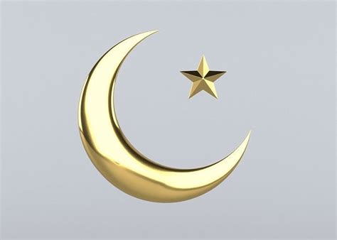 Islam crescent moon and star logo 3D model | CGTrader