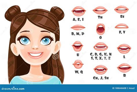 Cute Brunette Girl Talking Mouth Animation Stock Vector - Illustration ...