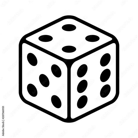 Six sided dice / die for casino gambling line art vector icon for apps ...